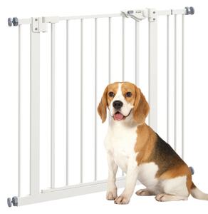 PawHut Metal 74-87cm Wide Adjustable Dog Gate White Aosom UK