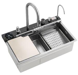 Multifunctional 10-in-1 steel sink REA Alonzo Brush Nickel