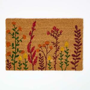 Homescapes Coir Doormat Autumnal Flowers, 40 x 60 cm