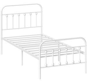 HOMCOM Single Minimalistic Metal Bed Frame - White Aosom UK