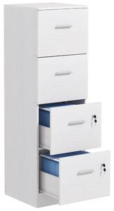 HOMCOM File Cabinet with 4 Drawers for Home Office, Vertical Filing Cabinet with Lock, Adjustable Hanging Bar for A4 and Letter Size, Ash Wood-Effect Aosom UK