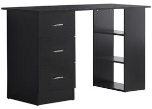 HOMCOM Computer Desk with Drawers Writing PC Table Workstation Laptop Study Stationery Cupboard w/ 3 Shelf & Drawers - Black 120H cm