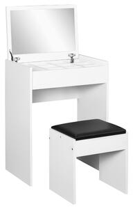 HOMCOM Dressing Table with Padded Stool, Flip-up Mirror Dresser, Multi-purpose Vanity Set, White Aosom UK