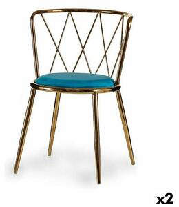 Chair Rhombus Blue Golden 50,5 x 73 x 51 cm (2 Units)