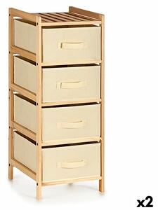 Chest of drawers Cream Wood Textile 34 x 84,5 x 36 cm (2 Units)