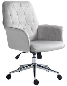 Vinsetto Office Chair, Linen Swivel Chair with Armrest, Adjustable Height, Modern Design, Light Grey