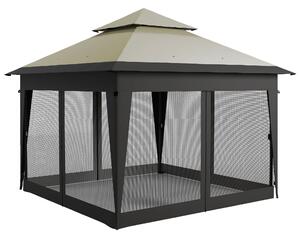 Outsunny 3 x 3(m) Pop Up Gazebo with Mosquito Netting, 1 Person Easy up Marquee Party Tent with 1-Button Push, Double Roof, Sandbags