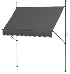 Outsunny 2.5 x 1.2m Retractable Awning, Free Standing Patio Sun Shade Shelter, UV Resistant, for Window and Door, Dark Grey