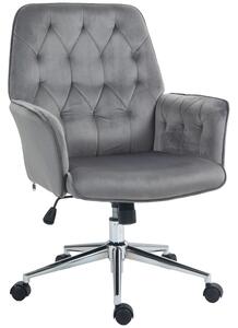Vinsetto Linen Computer Chair with Armrest, Modern Swivel Chair with Adjustable Height, Dark Grey