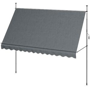 Outsunny 3.5 x 1.2m Retractable Awning, Free Standing Patio Sun Shade Shelter, UV Resistant, for Window and Door, Dark Grey