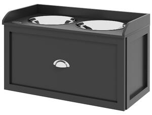 PawHut Stainless Steel Raised Dog Bowls, with 21L Storage Drawer for Large Dogs and Cats - Black