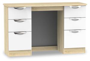 Beckett Gloss 6 Drawer Storage Desk | White Black Cream | Roseland