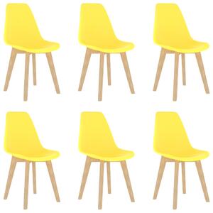 Dining Chairs 6 pcs Yellow Plastic