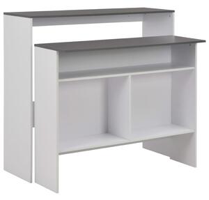 Bar Table with 2 Table Tops White and Grey 130x40x120 cm