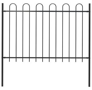 Garden Fence with Hoop Top Steel 1.7 m Black