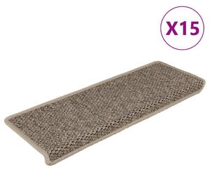 Stair Mats Self-adhesive Sisal-Look 15 pcs 65x21x4 cm Dark Beige