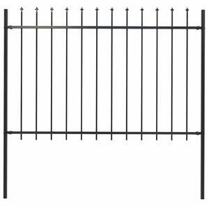 Garden Fence with Spear Top Steel 1.8 m Black