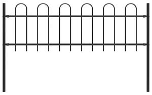 Garden Fence with Hoop Top Steel 1.7 m Black