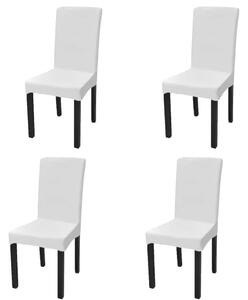 Straight Stretchable Chair Cover 4 pcs White