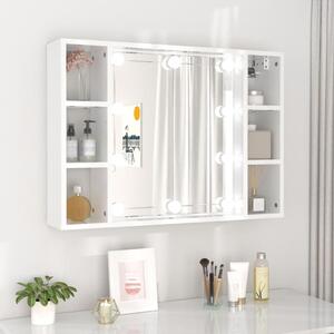 Mirror Cabinet with LED High Gloss White 76x15x55 cm