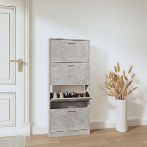 Shoe Cabinet Concrete Grey 59x17x150 cm Engineered Wood