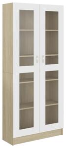 Vitrine Cabinet White and Sonoma Oak 82.5x30.5x185.5 cm Engineered Wood