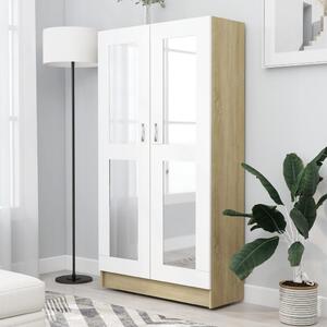 Vitrine Cabinet White and Sonoma Oak 82.5x30.5x150 cm Engineered Wood