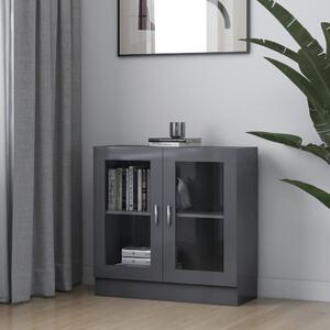Vitrine Cabinet High Gloss Grey 82.5x30.5x80 cm Engineered Wood