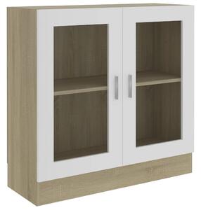 Vitrine Cabinet White and Sonoma Oak 82.5x30.5x80 cm Engineered Wood