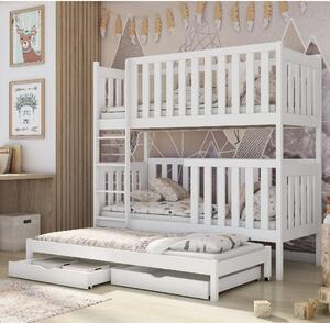 Enid Wooden Bunk Bed Without Mattress And Trundle In Matt White