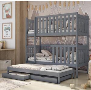 Enid Wooden Bunk Bed Without Mattress And Trundle In Matt Grey