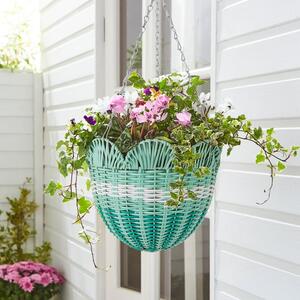 Scalloped Rattan Hanging Basket