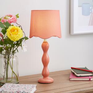 Elsie Tall Scalloped Table Lamp Pink Clay