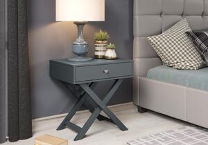 Arsisan Blue X Leg 1 Drawer Petite Bedside Cabinet