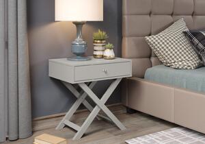 Arsisan Grey X Leg 1 Drawer Petite Bedside Cabinet