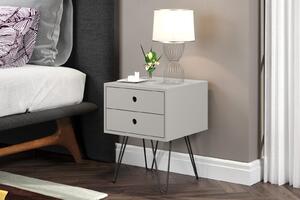 Arsisan Grey Telford, Metal Leg 2 Drawer Bedside Cabinet