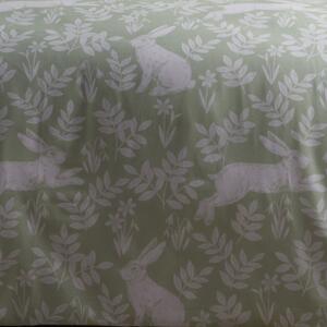 Dreams and Drapes Spring Rabbits Reversible Duvet Cover and Pillowcase Set Green