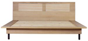 Okonma Wooden Double Bed With Metal Legs In Oak