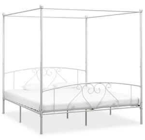 Bed Frame without Mattress with Canopy White 180x200 cm Super King Metal