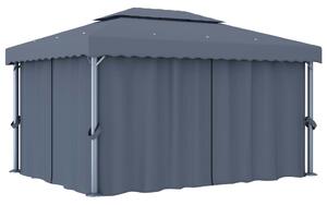 Gazebo with Curtain 4x3 m Anthracite Aluminium