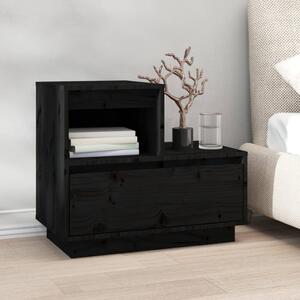 Bedside Cabinet Black 60x34x51 cm Solid Wood Pine