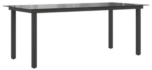 Garden Table Black 190x90x74 cm Aluminium and Glass