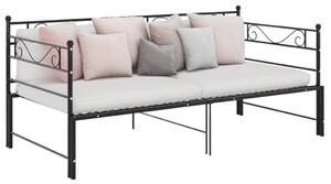 Pull-out Sofa Bed Frame without Mattress Black Metal 90x200 cm