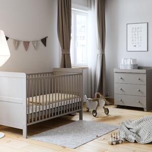 Little Acorns Classic Cot Bed and 3 Drawer Chest Nursery Set Grey
