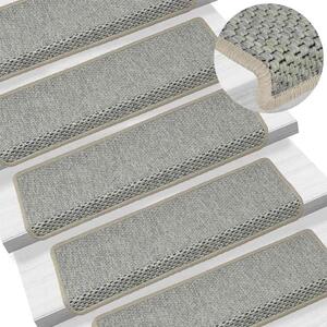 Stair Mats Self-adhesive Sisal-Look 15 pcs 65x21x4 cm Grey