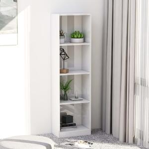 4-Tier Book Cabinet High Gloss White 40x24x142 cm Engineered Wood