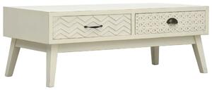 Coffee Table with 2 Drawers Carving Grey 110x50x40 cm Wood