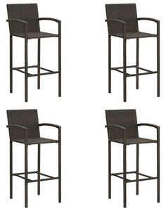 Bar Stools 4 pcs Brown Poly Rattan