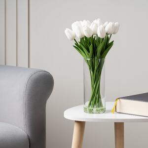 Artificial White Tulips in Glass Vase White