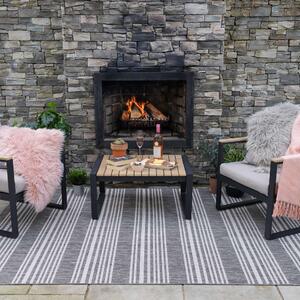 Striped Grey Indoor Outdoor Area Rug | Decker